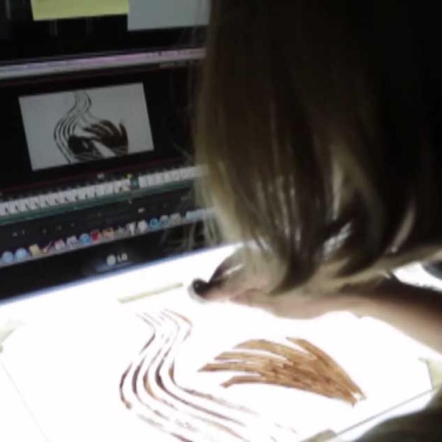 Student working on a still for an animation film