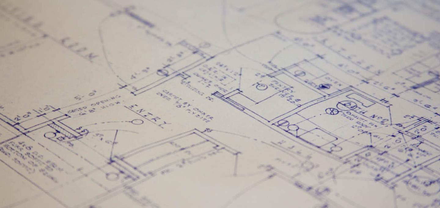 A close-up of a section of a blueprint