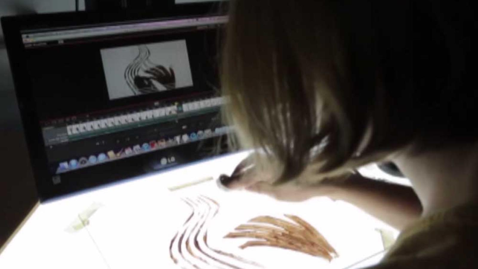 Student working on a still for an animation film