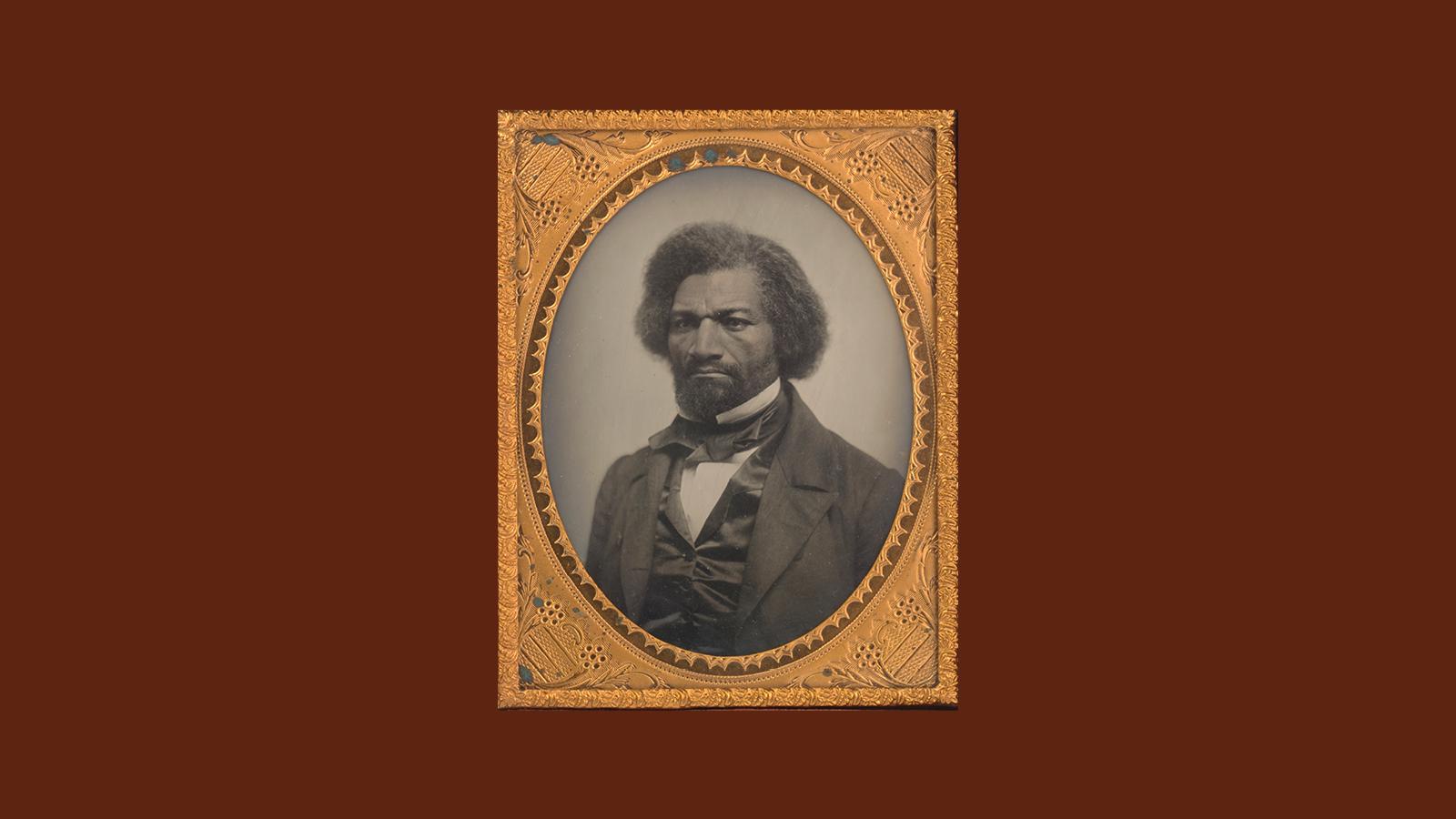 A framed image of Frederick Douglass, American social reformer, abolitionist, orator, writer, and statesman.