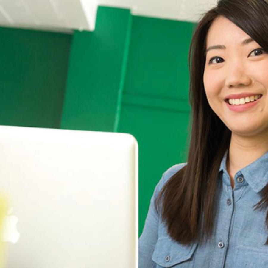 A student at a laptop