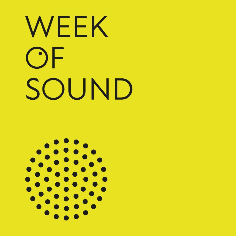 A yellow banner with text reading Week of Sound and a speaker icon.