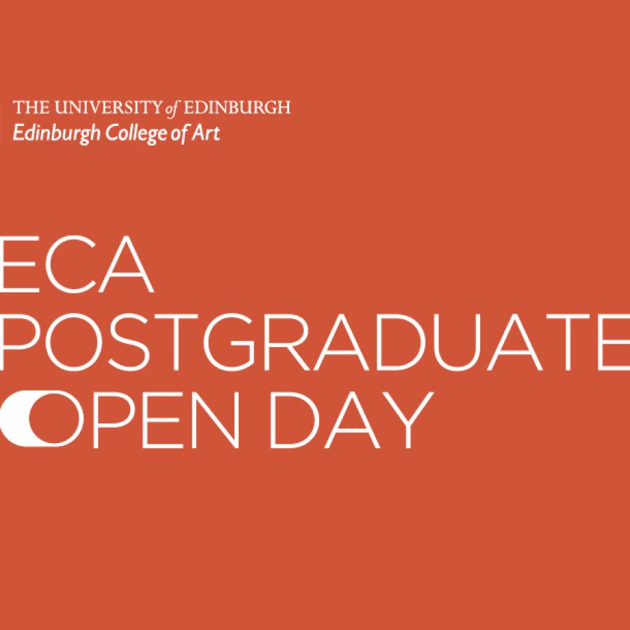 White text on an orange background. The text reads 'ECA Postgraduate Open Day'.