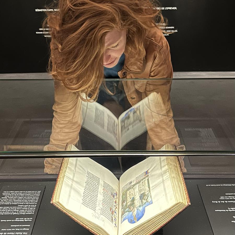 McNamee looking at manuscript