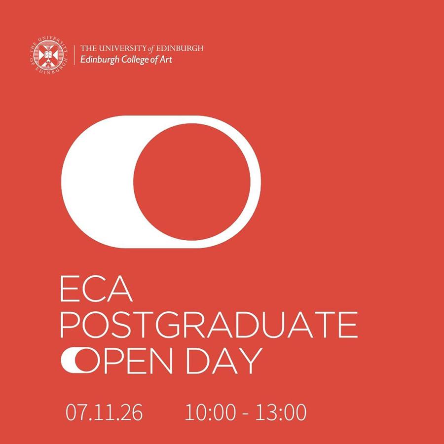 An orange graphic with white text reading ECA Postgraduate Open Day.