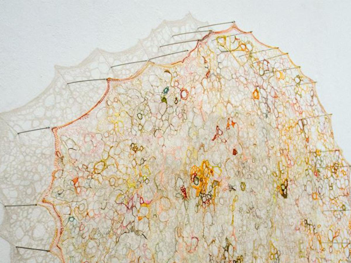 A close up photo of a 3D embroidery work by student Jillian Lee Adamson
