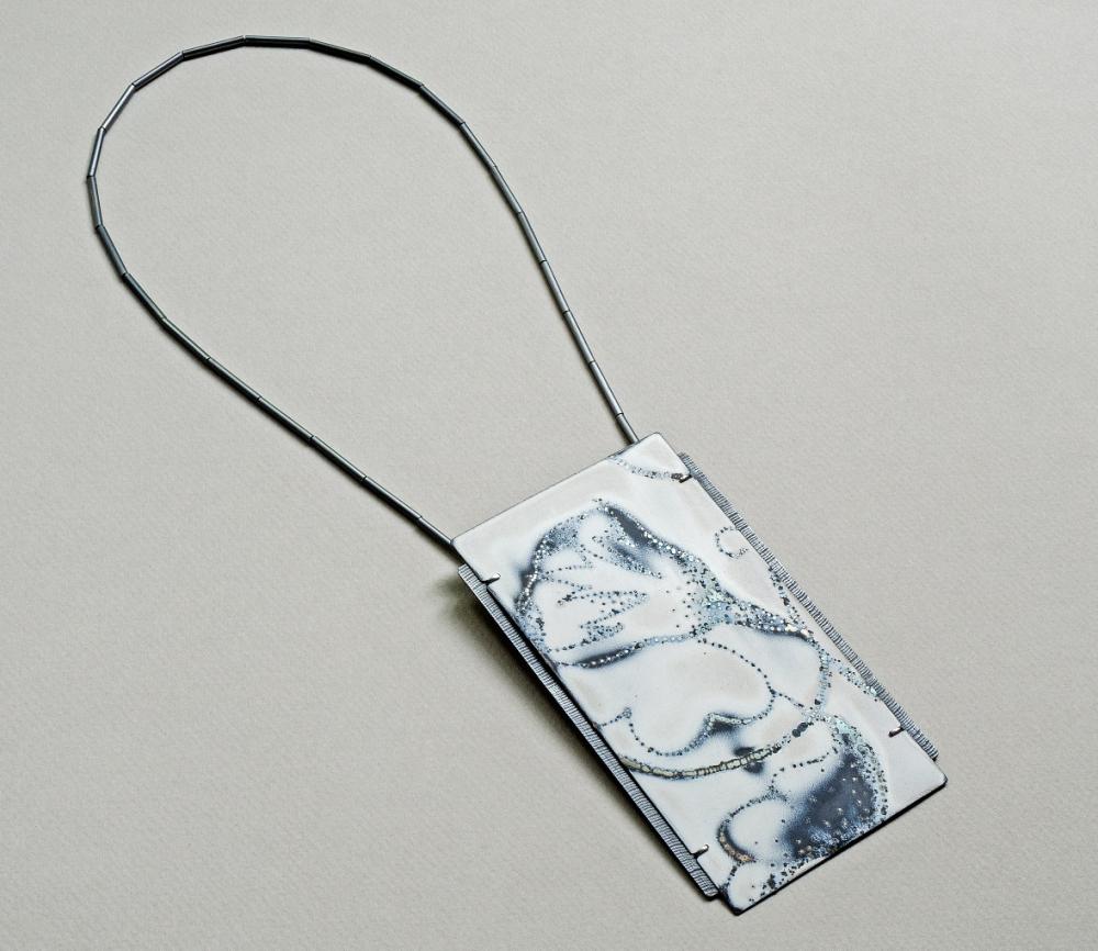 Wild Rose, neckpiece 2015 enamel,steel, ox. silver 125x75mm