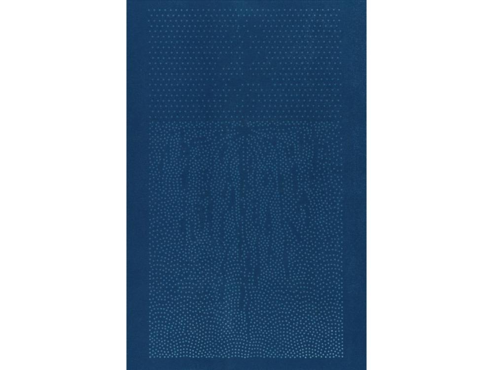 A dark blue background covered with light blue dots - they suggest the shape of a tree or plant growing above ground, and deep roots growing below