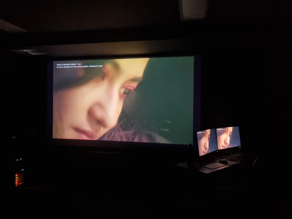 Screening of graduation film on a big screen in the cinema Space