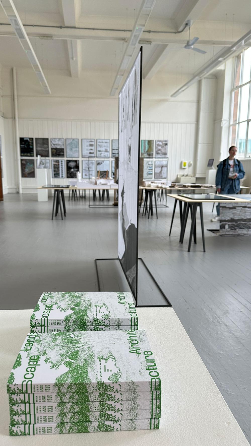 A view of one of the ECA studios set up with books, work and models from the architecture school.