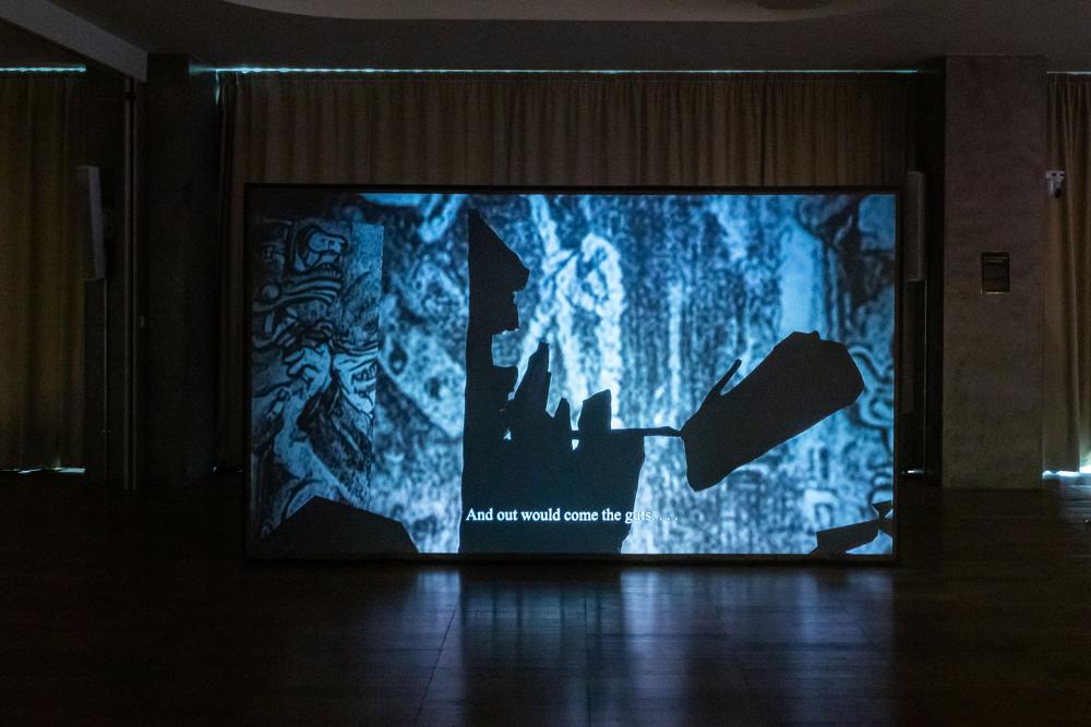 A piece of artwork at The Authenticity Unmasked: Unveiling AI-Driven Realities Through Art exhibition space.