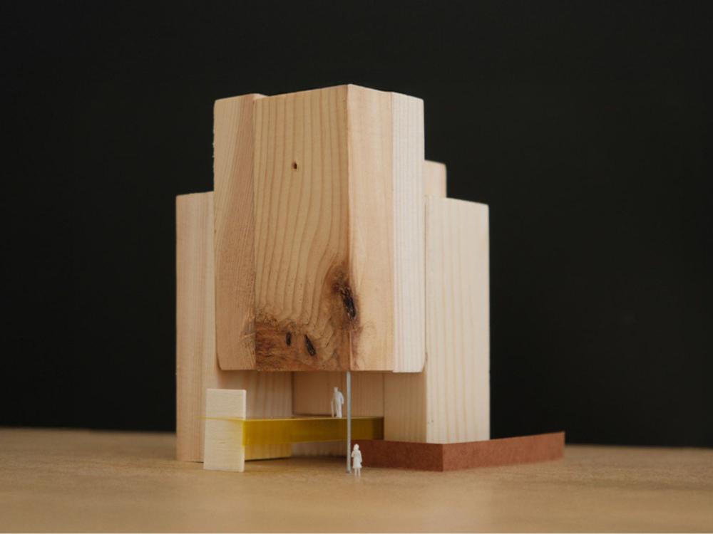 Small timber model with scale figure