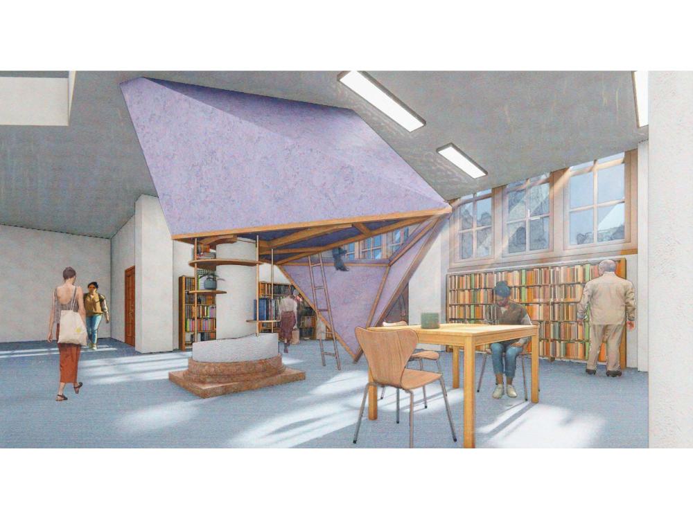 Coloured perspective of interior installation