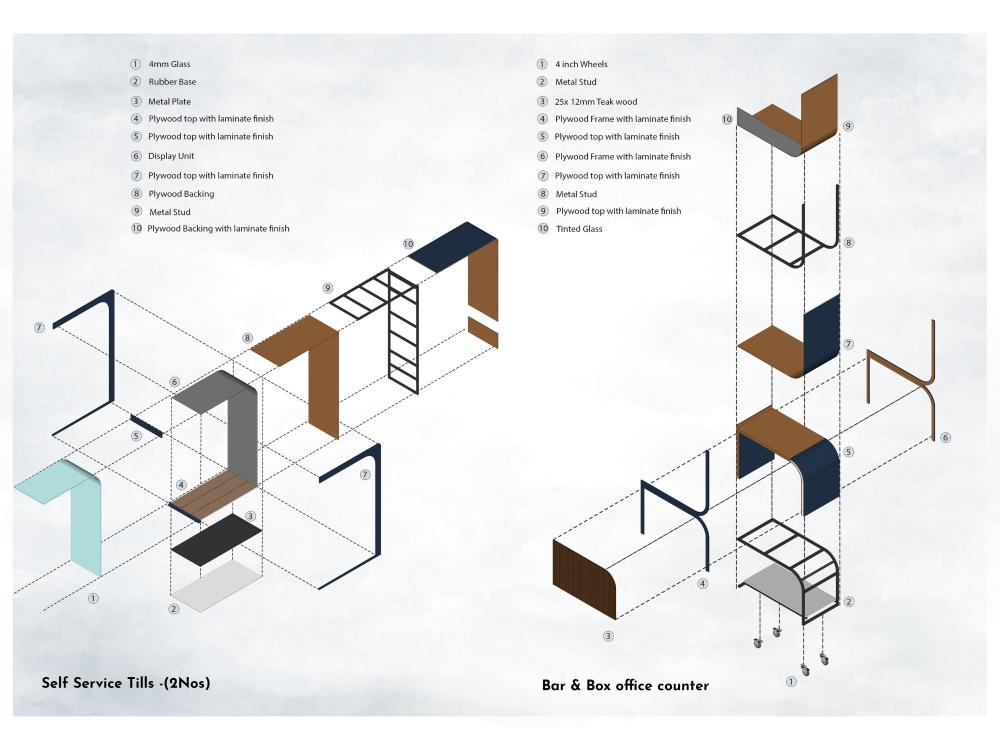 Exploded technical construction diagram