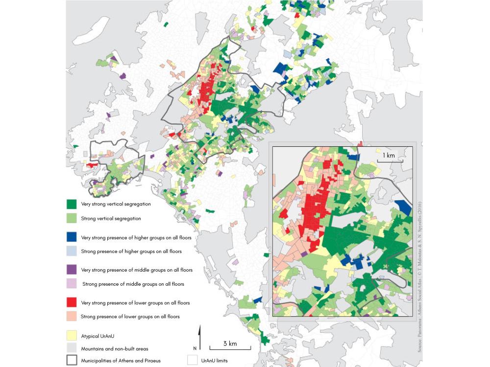Vertical segregation by presence of socioeconomic group in Athens, Greece
